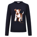 HV Society trui donkerblauw met ingebreide hond voor dames