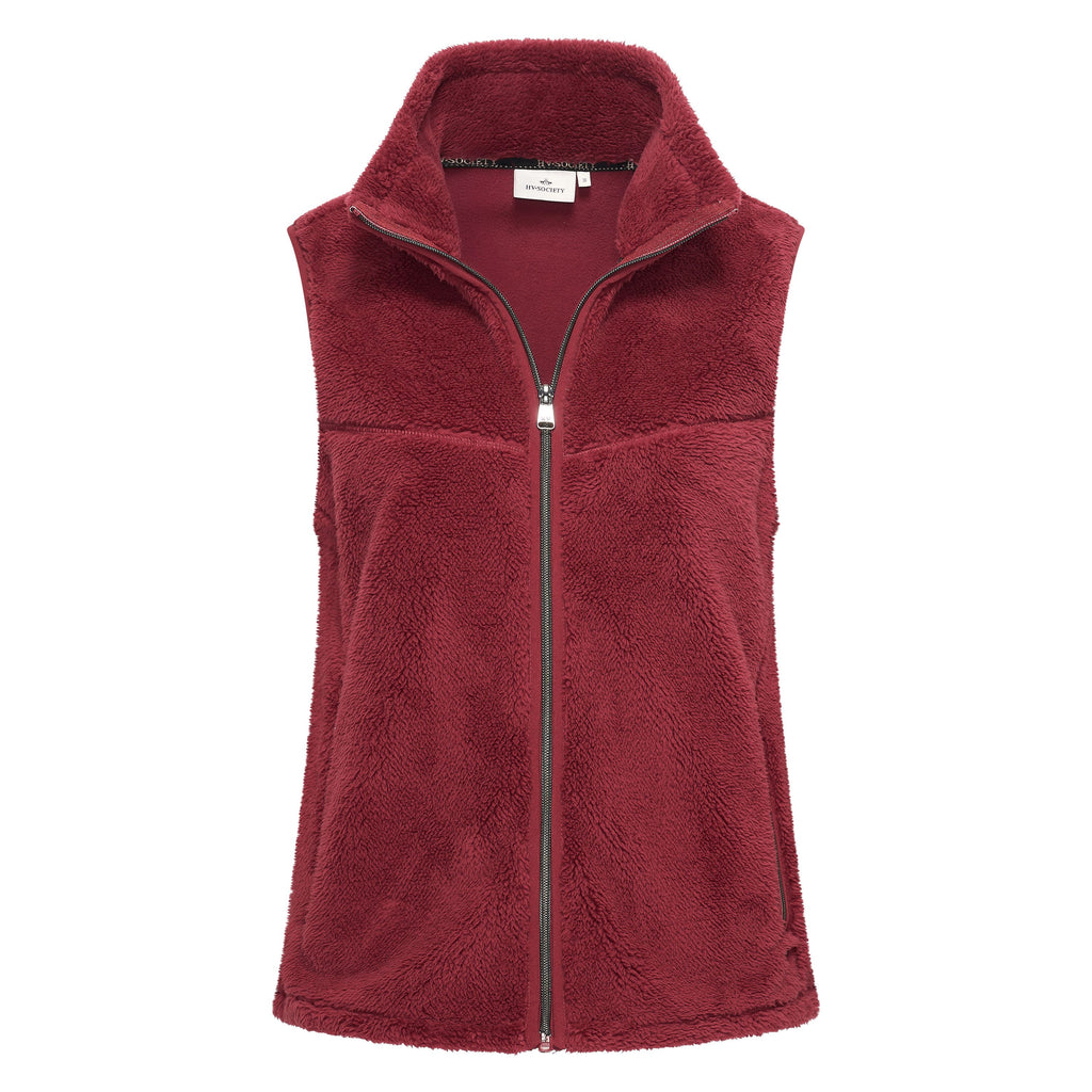 HV Society bodywarmer bordeaux met teddystof en opstaande kraag voor dames