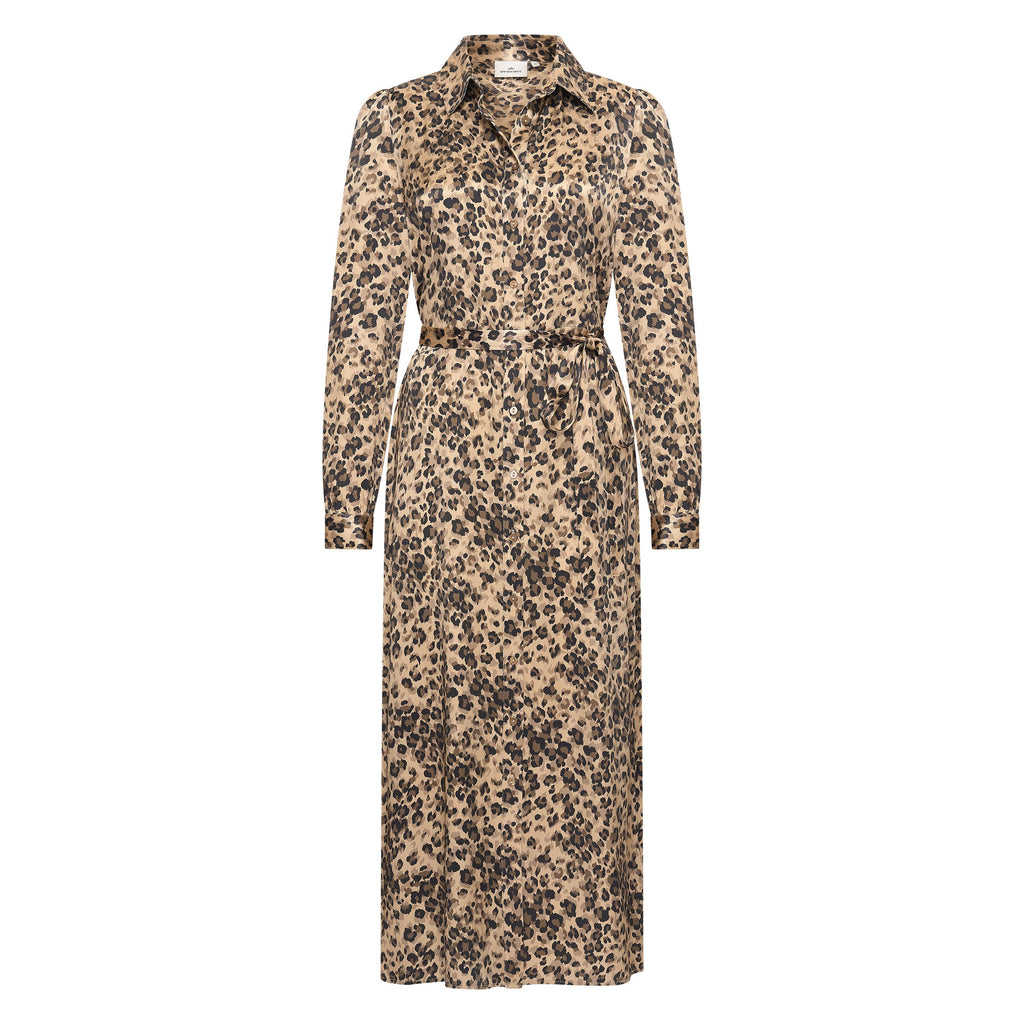 HV Society jurk champagne met luipaardprint en strikceintuur voor dames