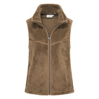 HV Society bodywarmer taupe in teddy fleece met opstaande kraag voor dames