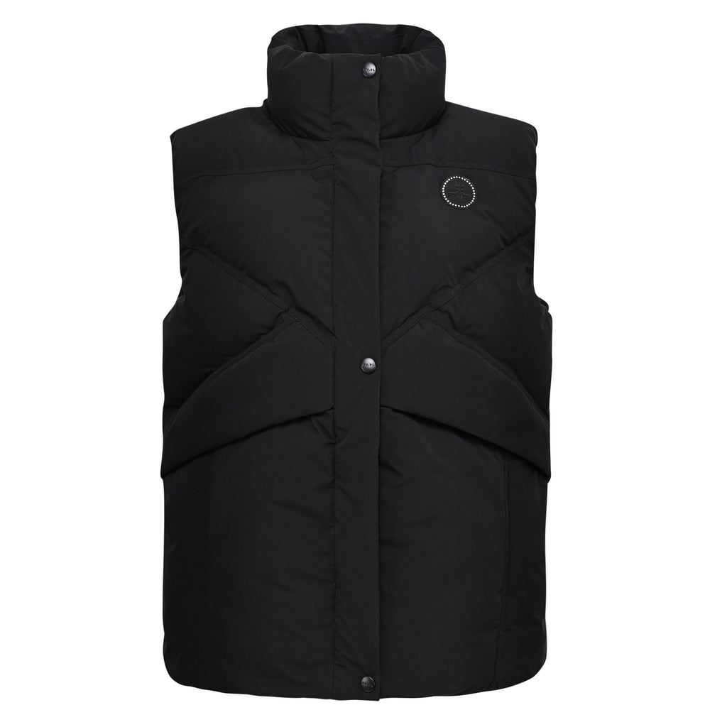 HV Society bodywarmer zwart met opstaande kraag en stiksels in V-vorm voor dames