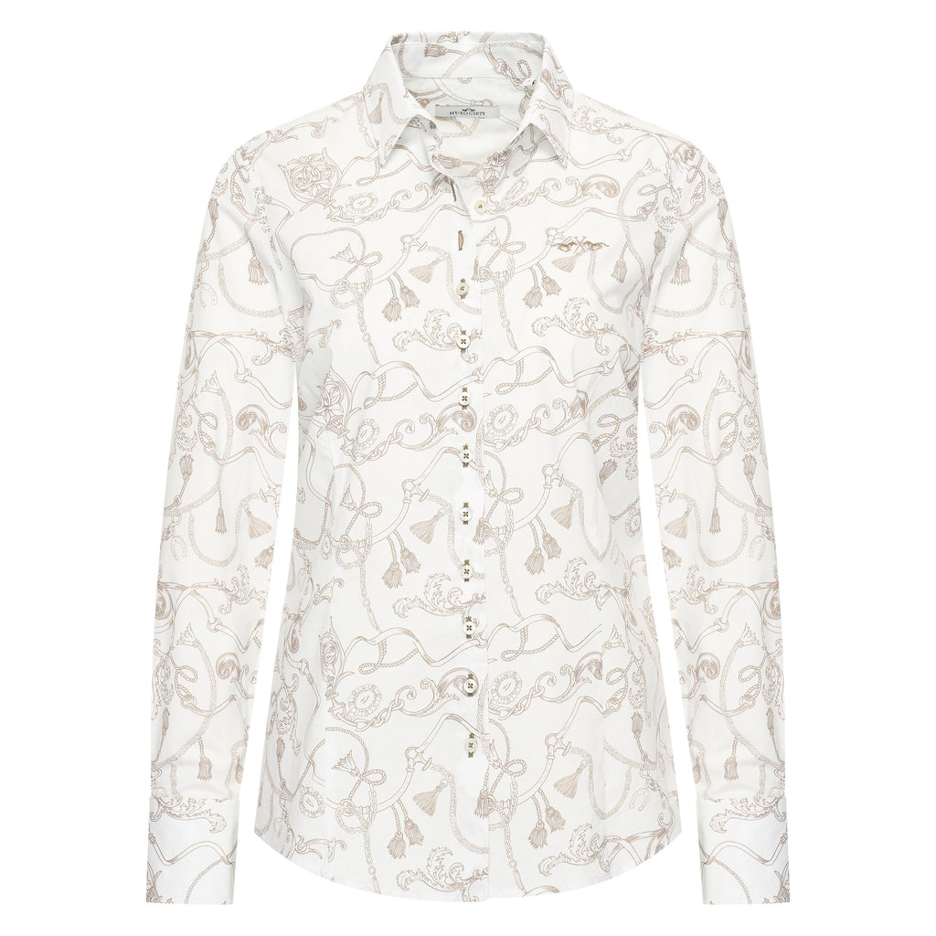 HV Society blouse wit met beige kettingprint en knoopsluiting voor dames