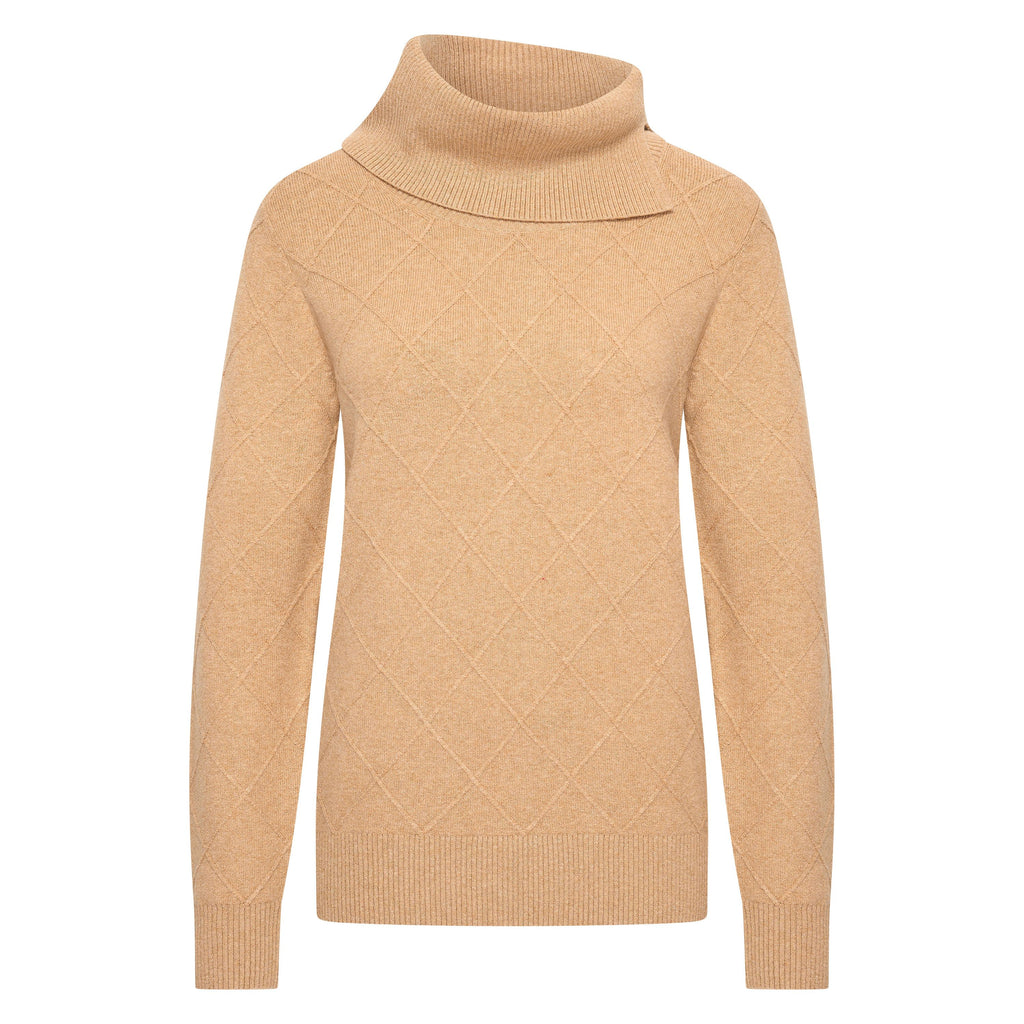 HV Society trui camel met col en ruitstructuur voor dames
