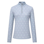 HV Society top lichtblauw met halve rits en allover print voor dames