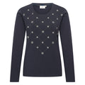 HV Society top donkerblauw met ruitmotief van bloemetjes en strass voor dames