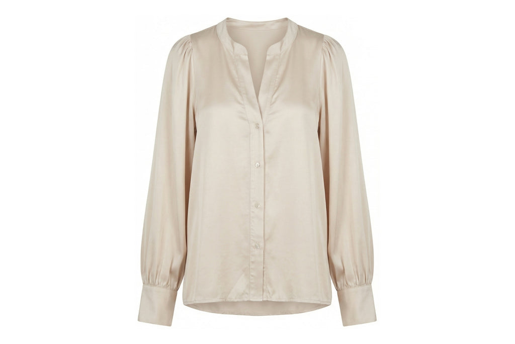 La Fée Maraboutée blouse ecru met satijnglans en pofmouwen voor dames