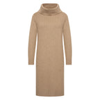 HV Society jurk beige gebreid met brede col voor dames