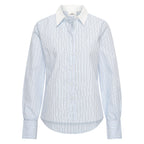 HV Society blouse lichtblauw met fijne streep en witte kraag voor dames