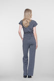 Geisha gemêleerde pantalon met elastische taille in black/off-white