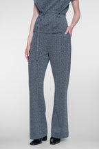 Geisha gemêleerde pantalon met elastische taille in black/off-white