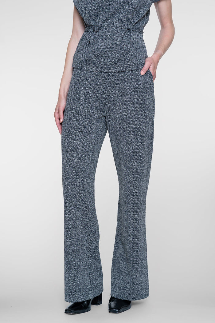 Geisha gemêleerde pantalon met elastische taille in black/off-white