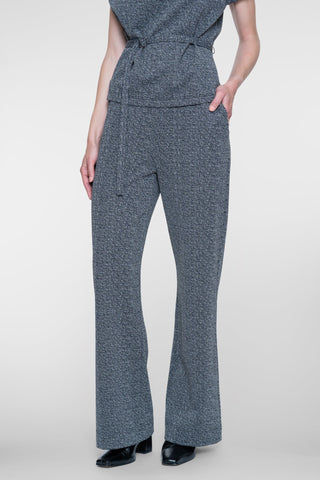 Geisha gemêleerde pantalon met elastische taille in black/off-white
