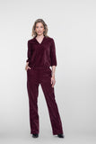 Geisha pantalon met velours uitstraling in burgundy