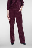 Geisha pantalon met velours uitstraling in burgundy