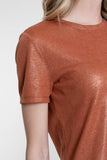Geisha T-shirt met foil print in camel