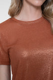 Geisha T-shirt met foil print in camel