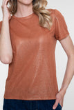 Geisha T-shirt met foil print in camel