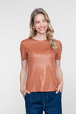 Geisha T-shirt met foil print in camel