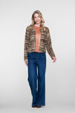 Geisha T-shirt met foil print in camel