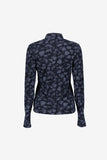 Geisha top met dessin, rhinestones en turtle neck in dark blue/silver