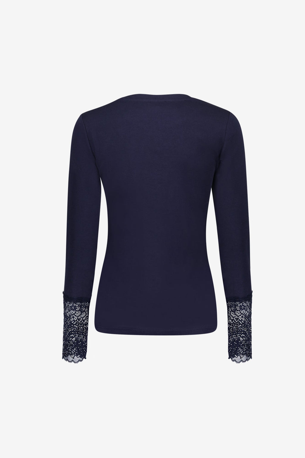 Geisha basic top met kanten manchetten in navy