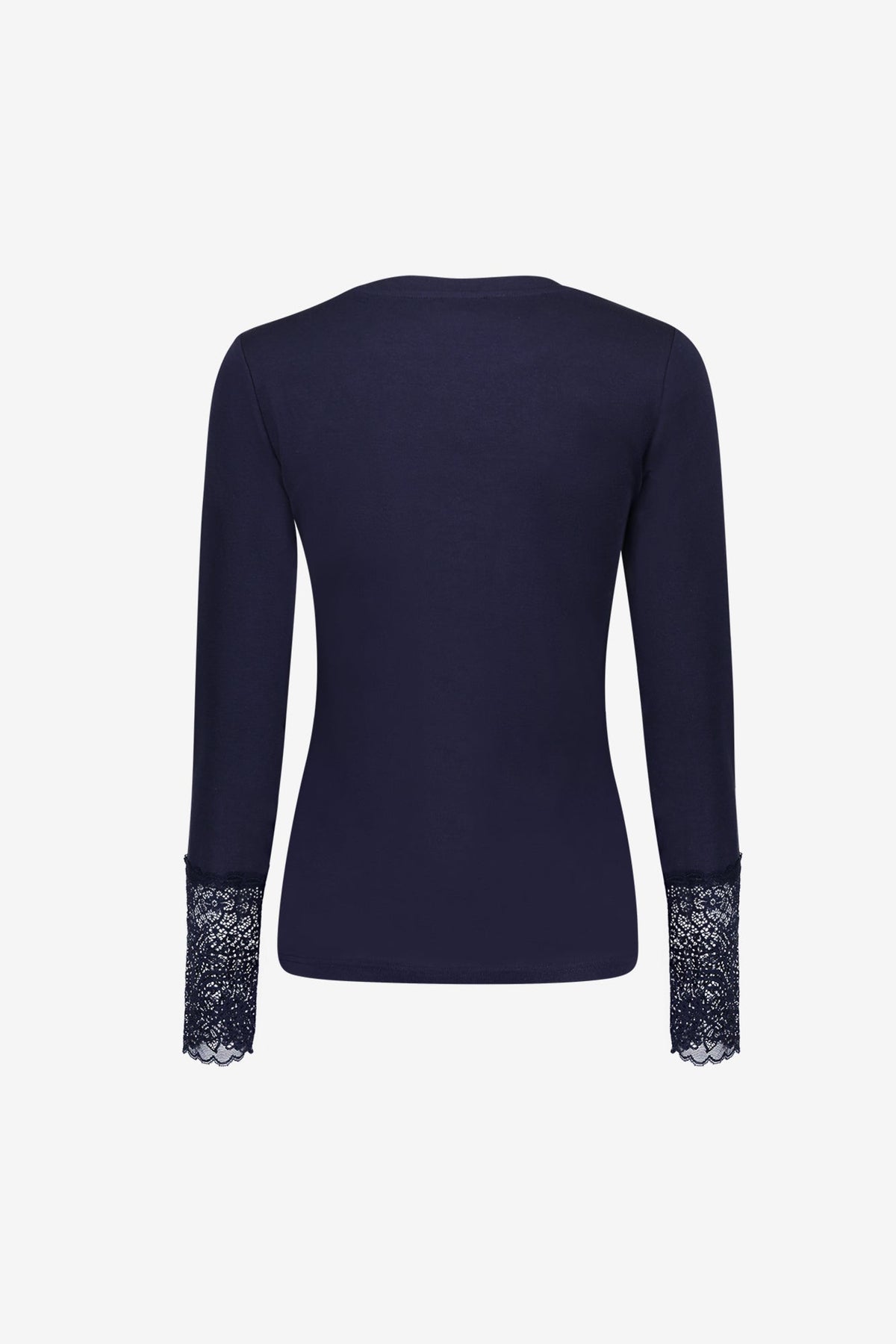 Geisha basic top met kanten manchetten in navy