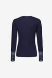 Geisha basic top met kanten manchetten in navy
