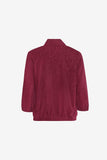 Geisha veloursachtige top met V-snit en 3/4 mouwen in burgundy