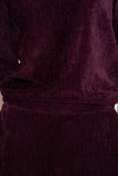 Geisha veloursachtige top met V-snit en 3/4 mouwen in burgundy