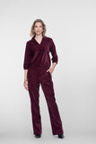 Geisha veloursachtige top met V-snit en 3/4 mouwen in burgundy