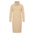 HV Society jurk camel gebreid met col en ruitstructuur voor dames