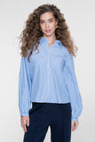 Geisha gestreepte blouse met lange mouwen in white/blue/red
