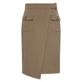 HV Society rok taupe met wikkeleffect en klepzakken met knopen voor dames