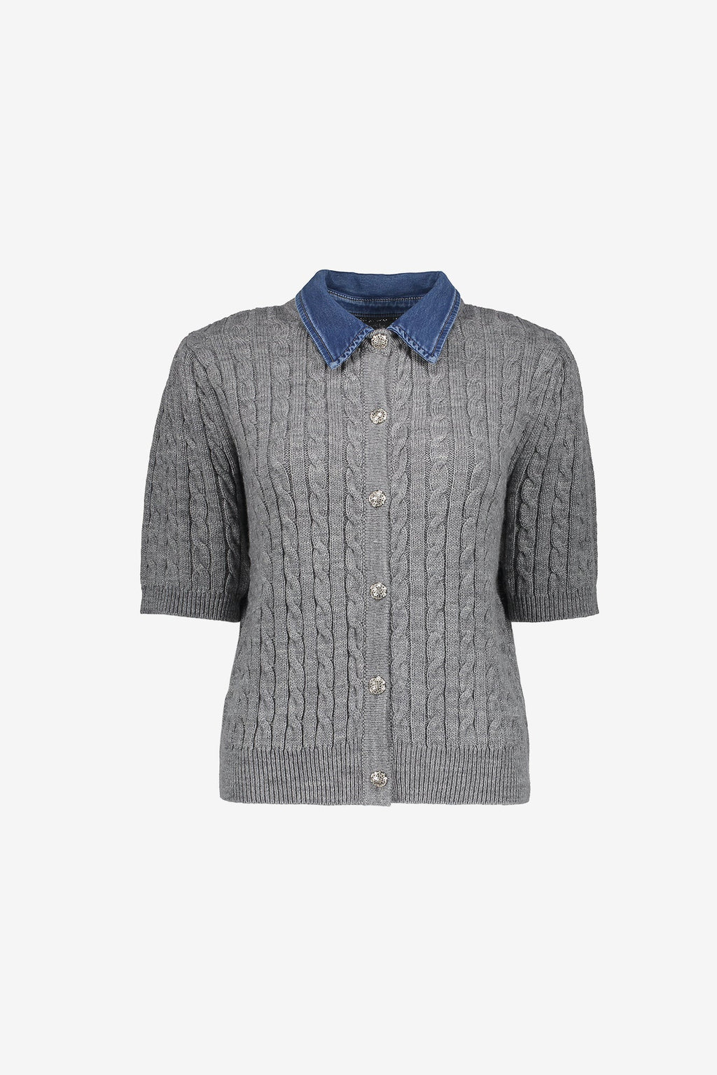 Geisha gebreid vest lichtgrijs denim 2