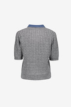 Geisha gebreid vest lichtgrijs denim 4