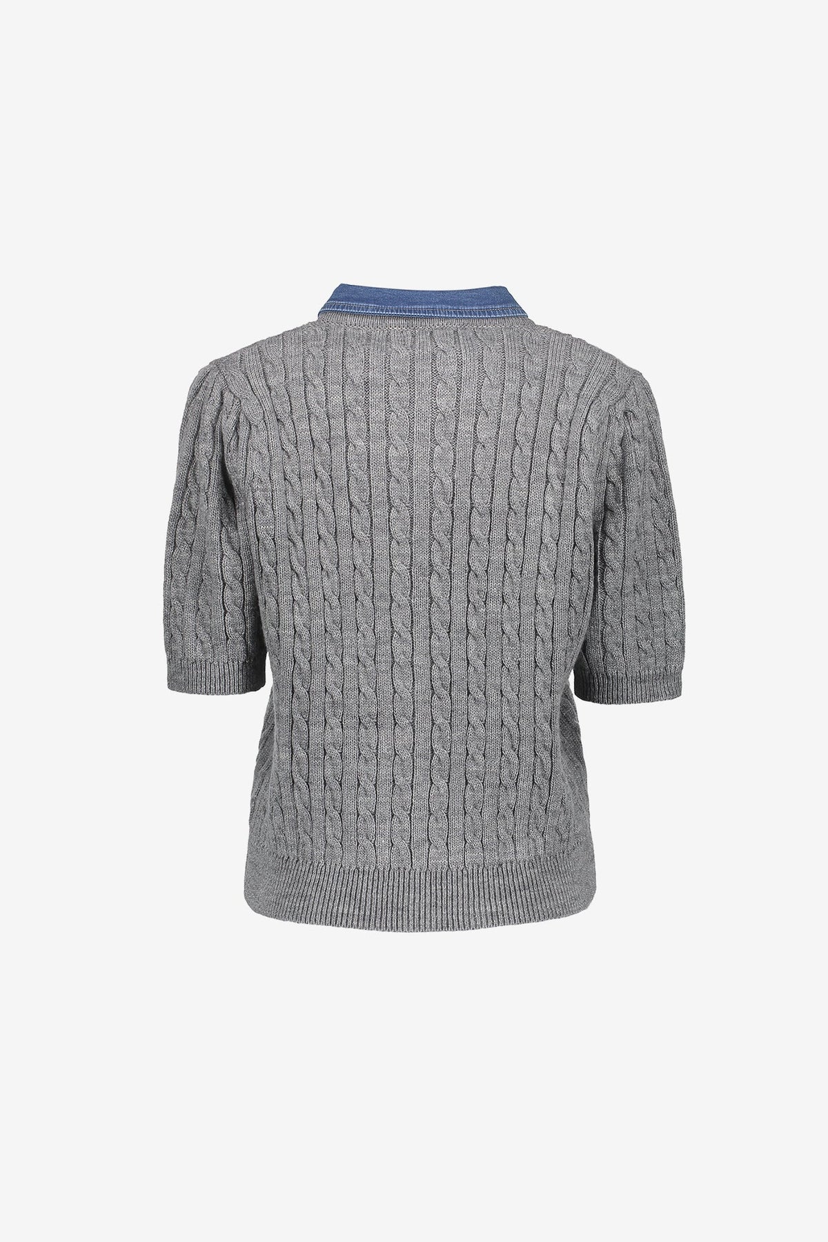 Geisha gebreid vest lichtgrijs denim 4