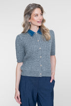 Geisha gebreid vest lichtgrijs denim 7