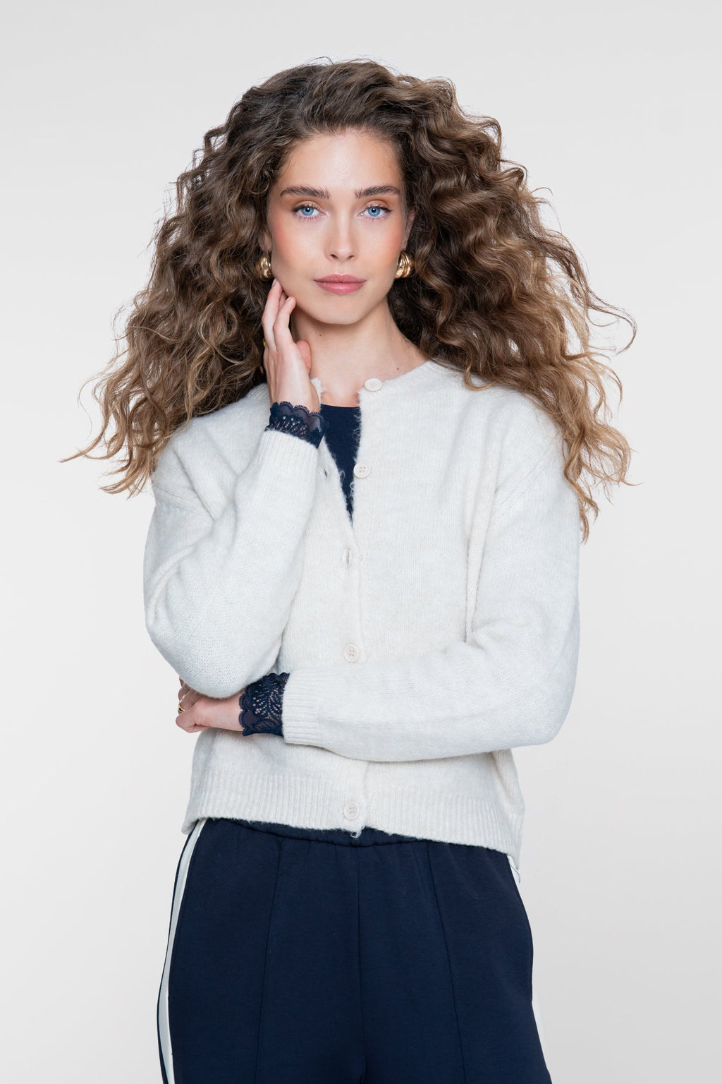 Geisha fijngebreid vest ecru 1