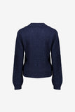 Geisha trui met V-hals, lurex en pailletten in donkerblauw