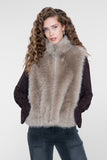 Geisha fur gilet greige 6
