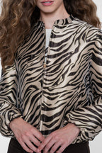 Geisha jasje met jacquard zebra dessin in brown/sand