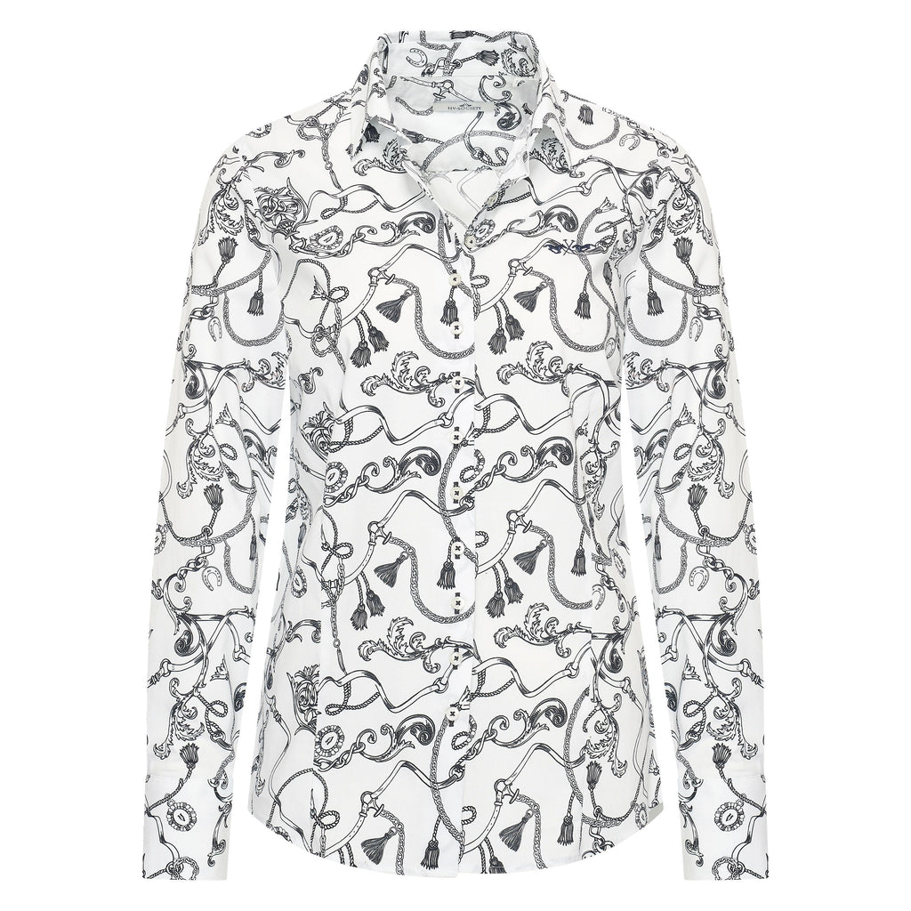 HV Society blouse wit met kettingprint en hemdkraag voor dames