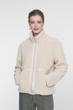 Geisha teddy jas met ritssluiting en tape details in off-white