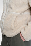 Geisha teddy jas met ritssluiting en tape details in off-white