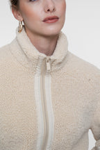 Geisha teddy jas met ritssluiting en tape details in off-white