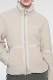 Geisha teddy jas met ritssluiting en tape details in off-white