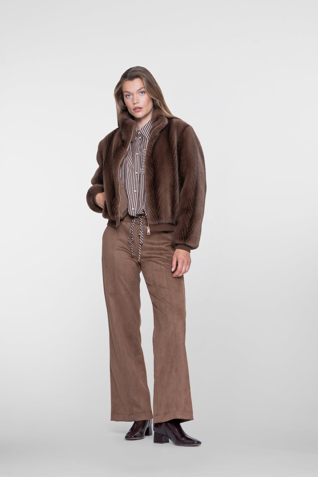 Geisha faux fur jas bruin 10