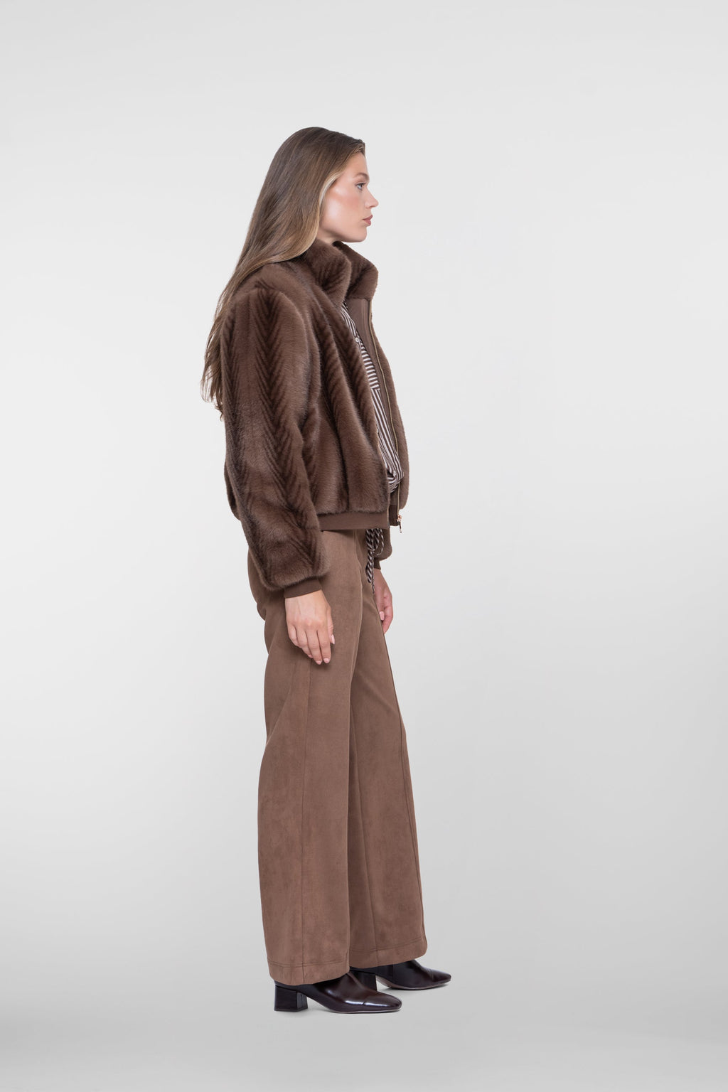 Geisha faux fur jas bruin 11