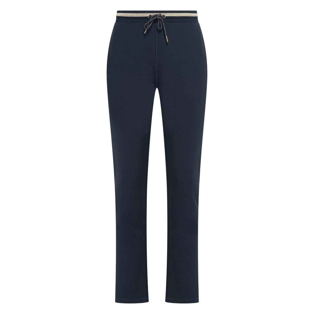 HV Society broek donkerblauw met trekkoord en gestreepte elastische taille voor dames