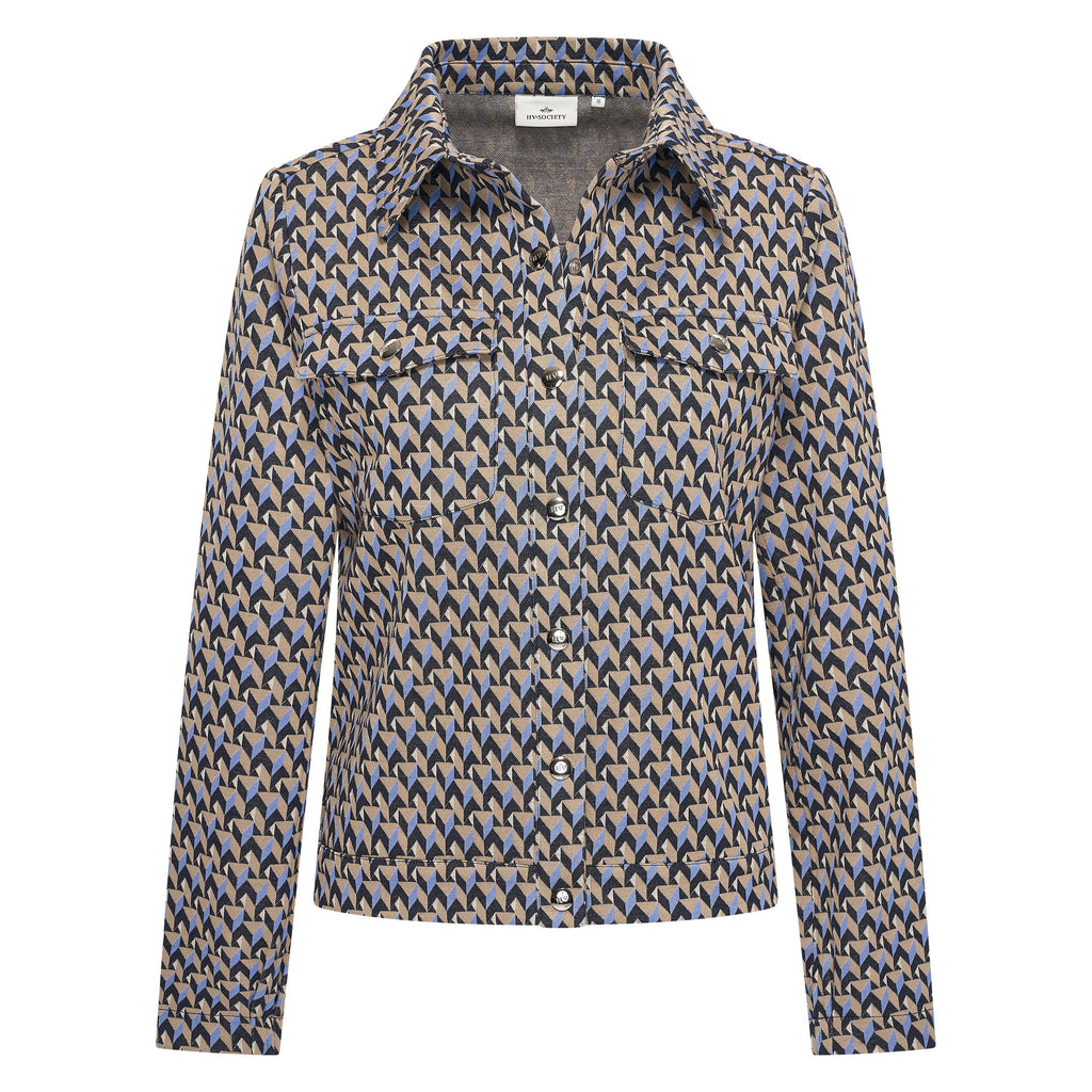 HV Society jas donkerblauw met grafisch motief en borstzakken voor dames